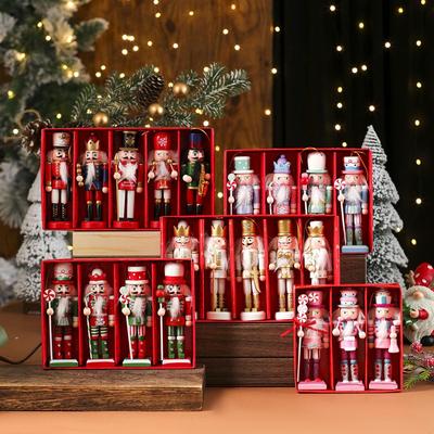 Cross-border Wooden Nutcracker Christmas Ornament - Small Gift & Decoration for Window or Desktop