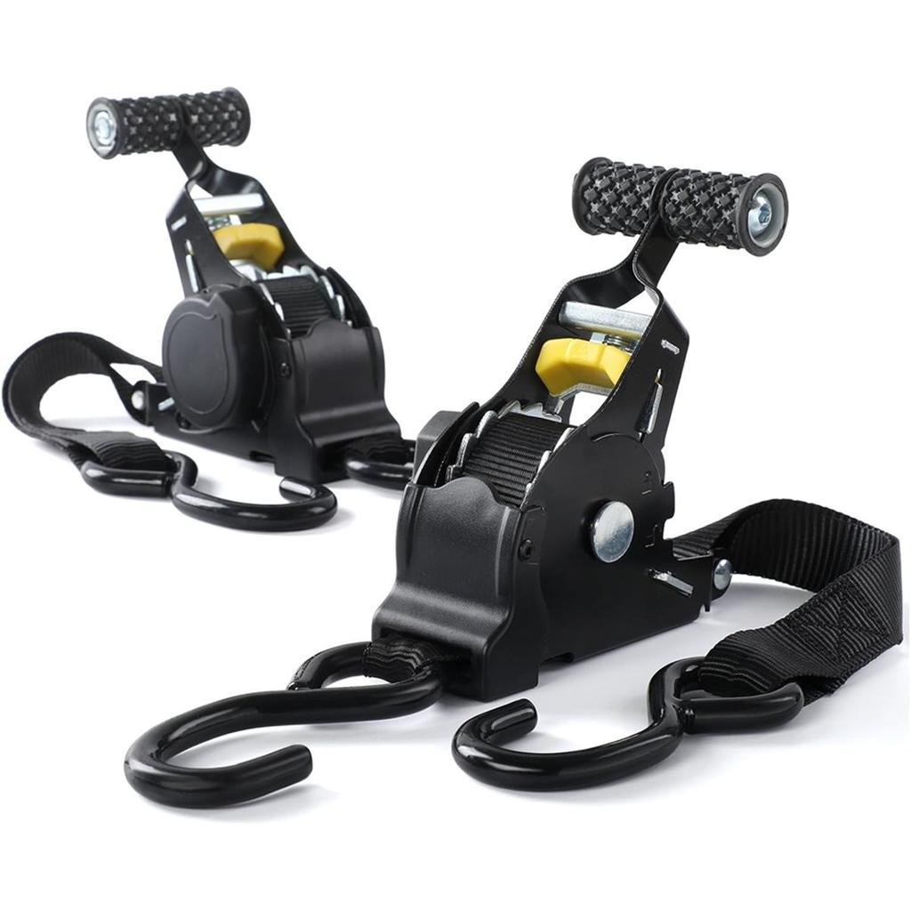 2Pcs Retractable Ratchet Tie Down Straps - 680kg Guaranteed Max Break Strength,Use for Boat, Securing Cargo