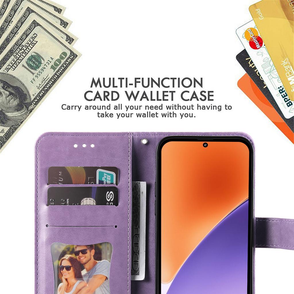 Für Xiaomi 15 Hülle Blumenmuster PU Leder Brieftasche Ständer Handyhülle