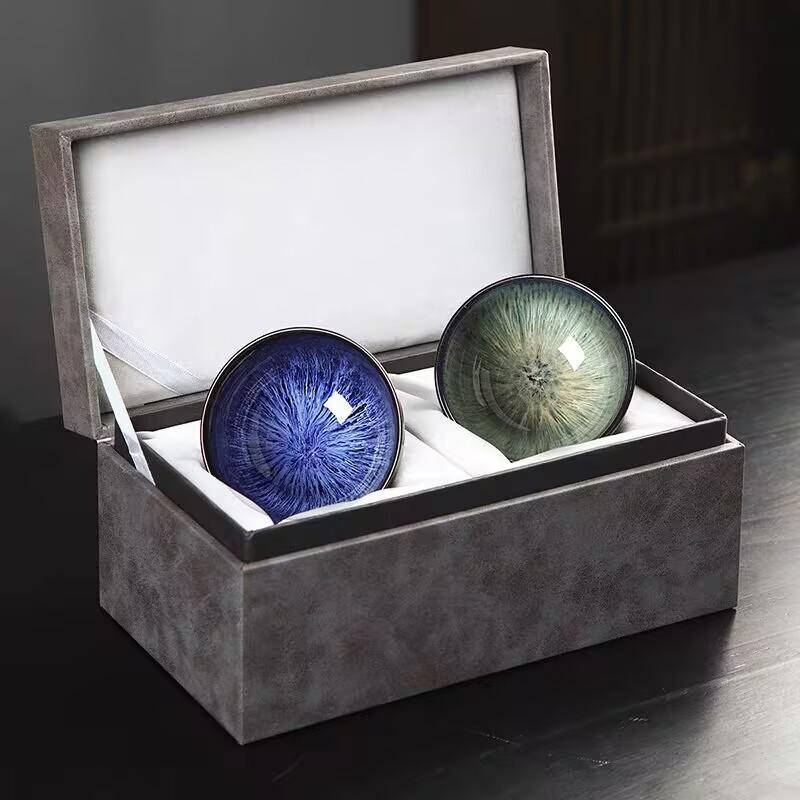 Tianmu Cup Inlaid With Silver Lotus And Golden Lotus Master Cup Ceramic Tea Set Tea Cup Tea Bowl Household Teacup With Accompanying Gifts