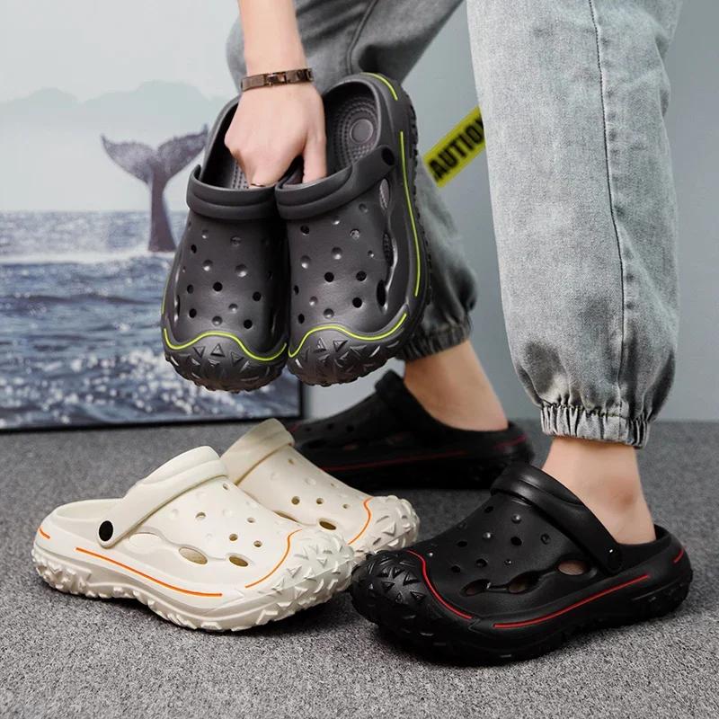 Summer Men's Slippers 2024 Outdoor Gardan Clogs Male Casual Shoes Fashion Luxury Sandals Comfort Home Soft Big Size Slippers 46