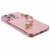 For iPhone 13 Pro Case Electroplating Edge Heart Pattern TPU Phone Cover with Strap