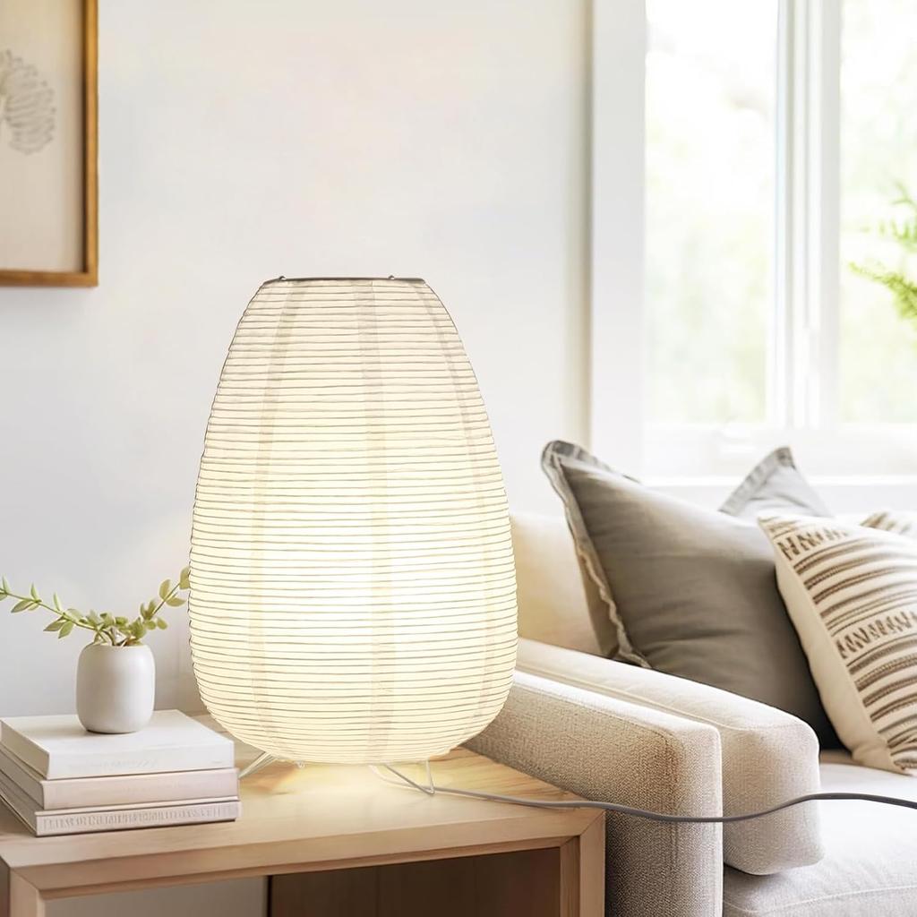Small Rice Paper Lamp, Japanese Lamp Paper Lantern, Paper Shade Table Lamp, Paper Lamp for Desk, Bedside Lantern Lamps for Bedrooms Night Light
