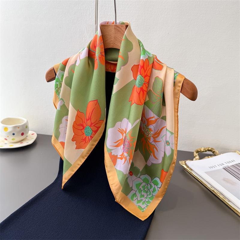 New ethnic- border printed imitation silk square scarf shawl neckerchief high-end neck-tie small square scarf silk