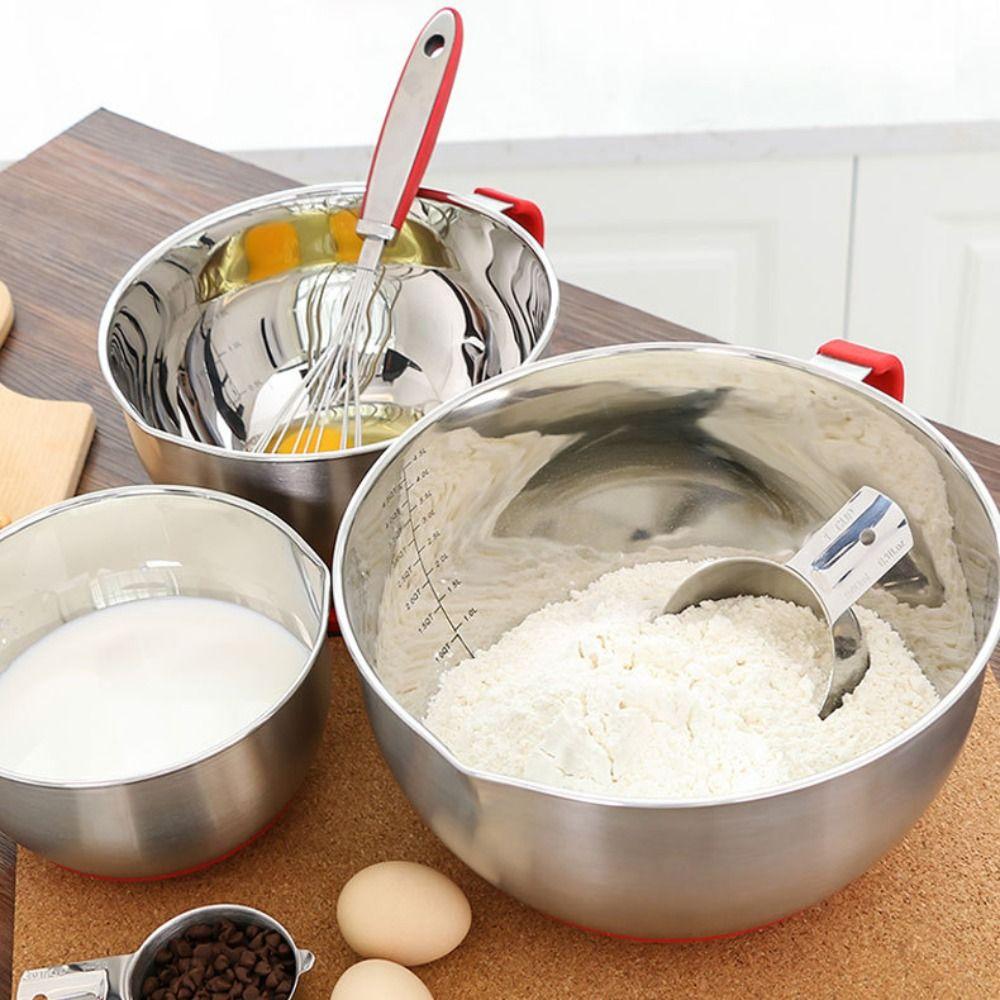 Non-slip Bottom Egg Beater Bowl Scaled Salad Basin Practical Mixing Bowl  Vegetable