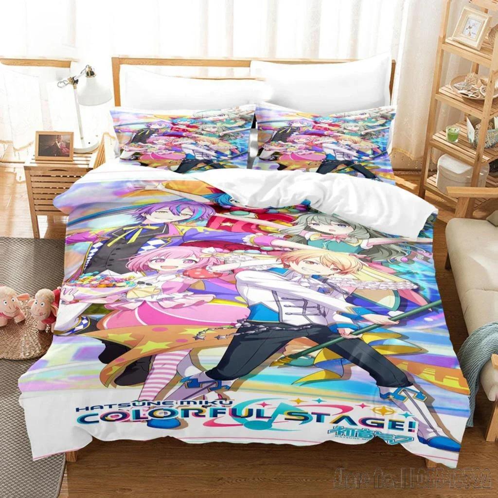 Anime Quilt Set Hatsune Duvet Cover Set HD Comforter Cover for Kids Bedding Sets Bedclothes Bedroom Decor