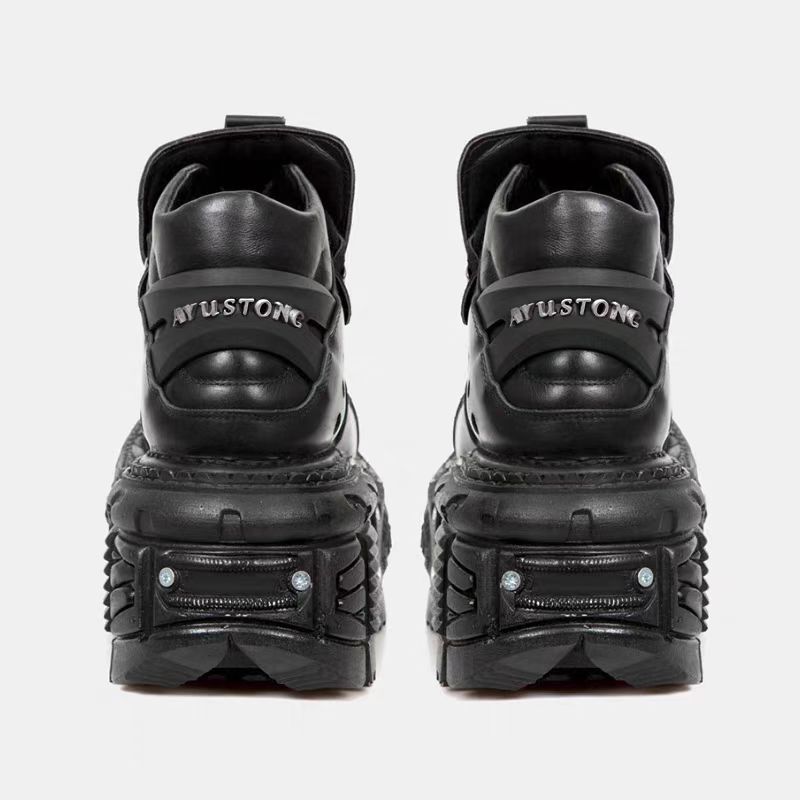 Vintage Spanish Tank Sole Metal High Top Shoes Punk Platform Chunky Goth Shoes for Women Streetwear