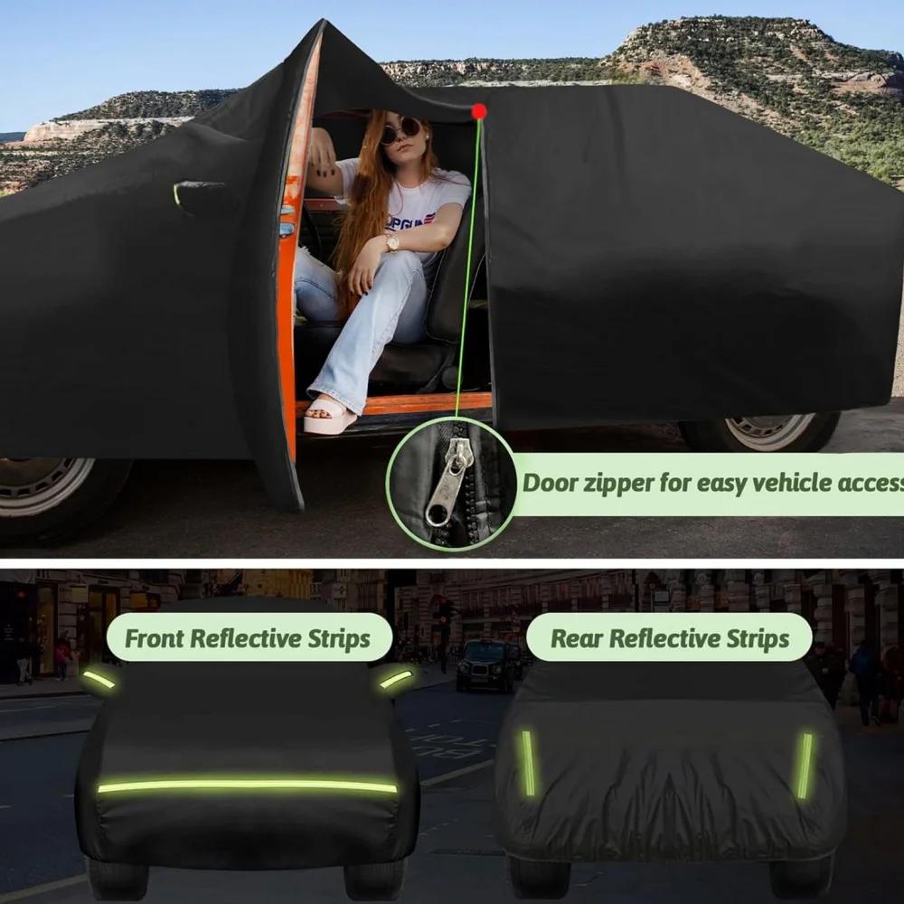 210T Waterproof Car Cover Custom Fit For Tesla Cybertruck 2024 2025 All Weather With Zipper Door Snow Rain Dust Hail Protection