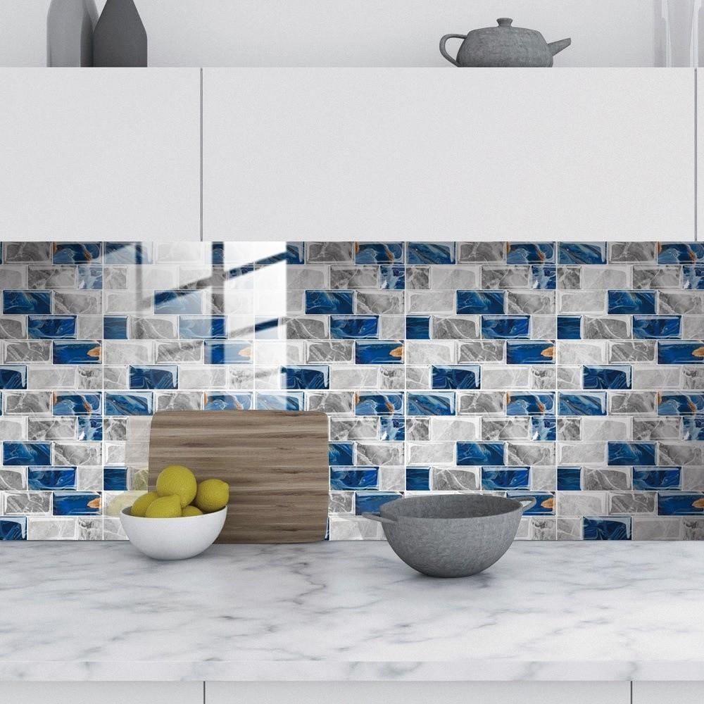 10Pcs PVC Tile Stickers 15*15cm Waterproof 3D Wall Sticker Marble Grain Self Adhesive Art Wall Decal