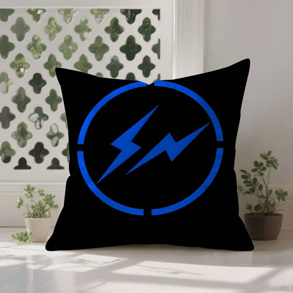 Lightning F-Fragment D-Design Pillow Case Anti-dustmite Pillowcase Invisible Zipper Silky Short Plush Sofa Cushion Cover