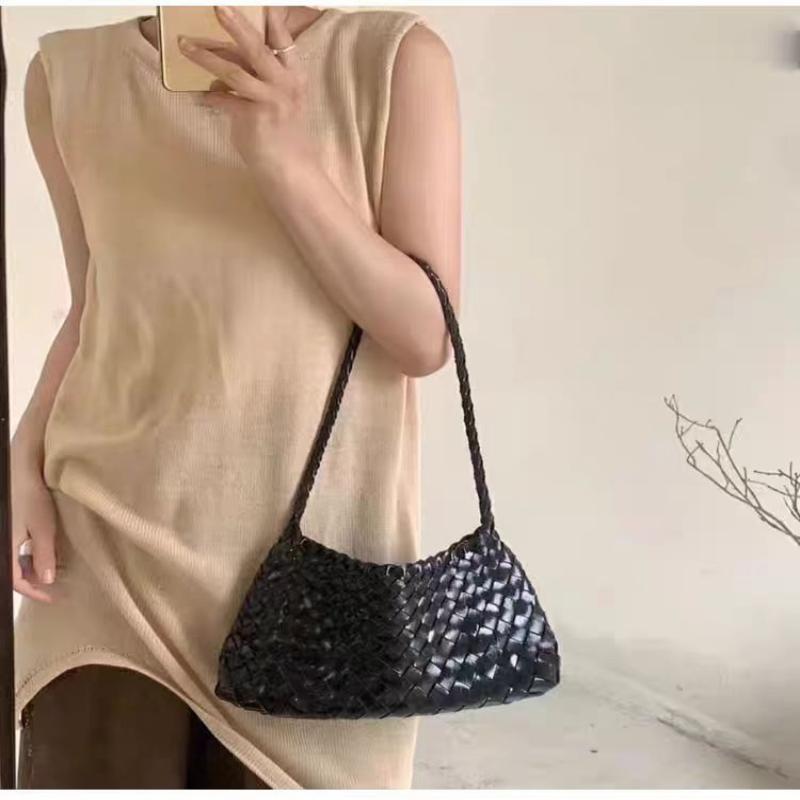 Summer Underarm Women'S Handbag Imitation Leather Woven Bag Large Capacity Mother-Child Bucket Bag Casual Vacation Shoulder Bag