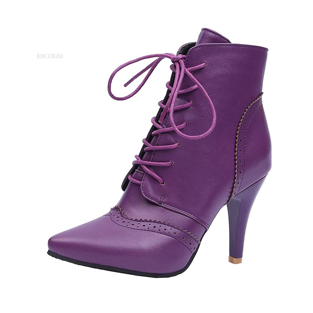 Autumn and Winter Retro Fashion Pointed High Heel Short Boots with Hollow Burnout Craft Women's Shoes