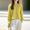 Women's Pure Wool Round Neck Sweater - Cozy Loose Knitwear for Autumn/Winter