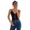 Sexy Patchwork Lace Perspective V Neck Backless Suspender Bodysuit For Women