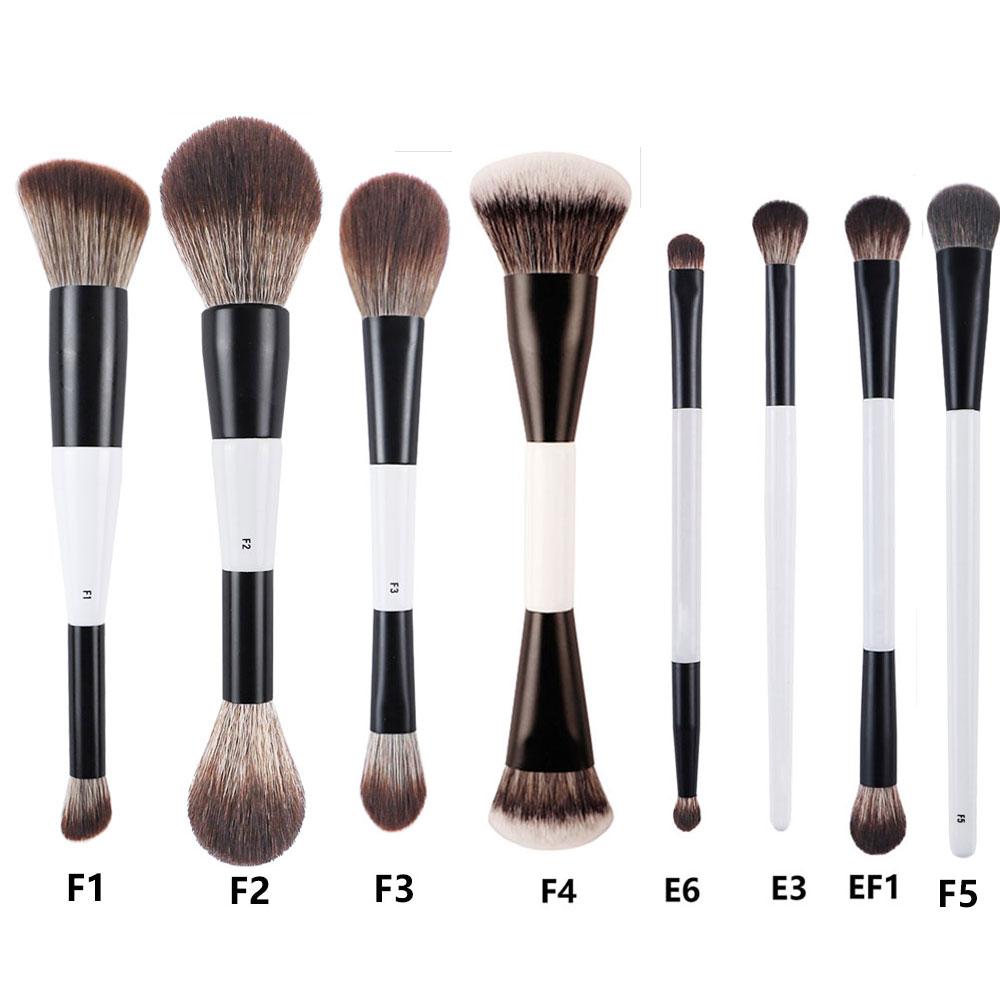 1 st Dubbelzijdig Schuin Foundation Make-up kwasten multifunctioneel Rouge Make-up kwast houten handvat cosmetisch gereedschap Mari F4