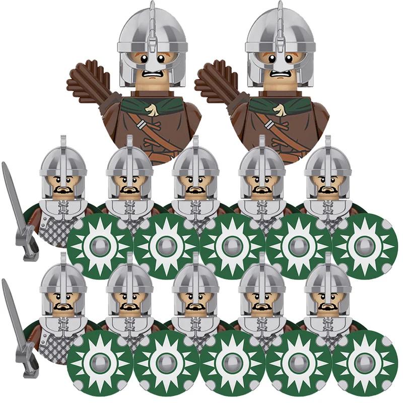 Średniowiecze Seria Władca Pierścieni Królewska Gwardia Rycerzy Lohan Starożytni Łucznicy Figurki Żołnierzy Klocki Zabawki dla Dzieci
