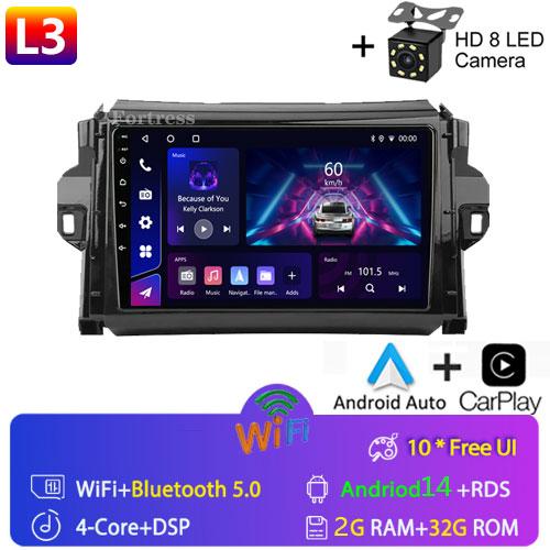 Android 12 For Toyota Fortuner 2 2015 - 2020 2 Din Car Radio Multimedia Video Player Stereo Carplay Auto 4G GPS Head Unit