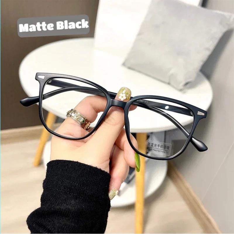 

Women Myopia Glasses Blue Light Blocking Clear Eyeglasses Oversized Square Nearsighted Eye Glasses 0 To -400 0 Anti blue light матовый черный