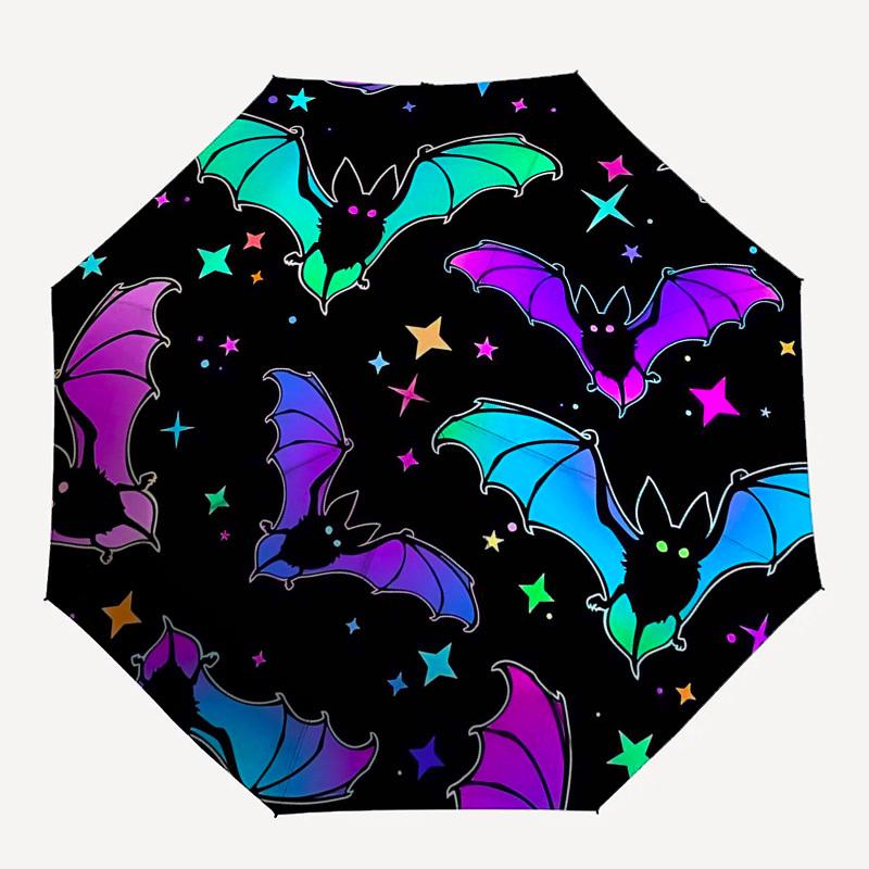 

1PC Bat Stars Umbrella-8-Rib Reinforced Portable Folding Travel Suitable for All Seasons Outdoor Daily , Fun Design-Z0434