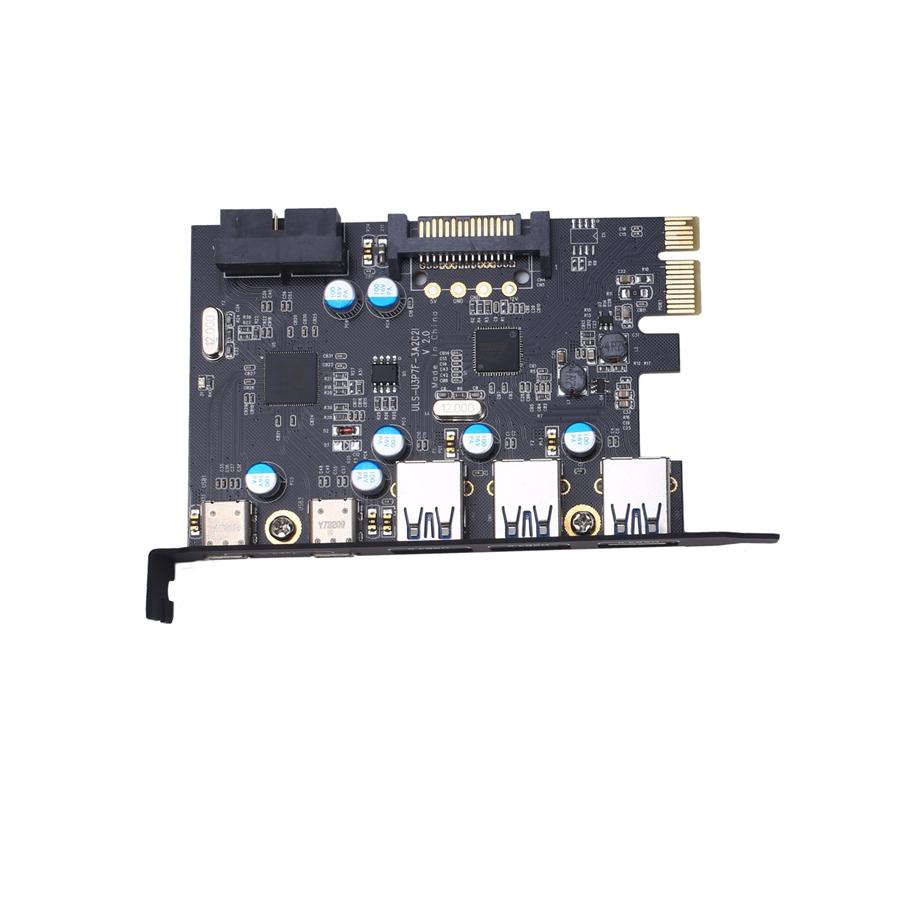 PCI Express Card To 3 PORTS USB 3.0 2 PORTS USB3.1 Type C Internal USB 3.0 20PIN 7 Ports USB HUB Pcie To Tyoe-c Expansion Card