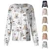 Women's Casual Long Sleeve Single Breasted Printed Dry- Top