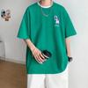 Short Sleeved T-Shirt Men'S Trendy Brand Summer Loose Five Quarter Sleeve Trendy Ins Minimalist Printed Top