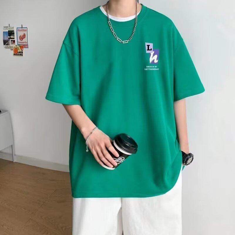 Tricou cu mânecă scurtă pentru bărbați, brand la modă, vară, vrac, cu mânecă cinci sferturi, la modă, minimalist, imprimat, top