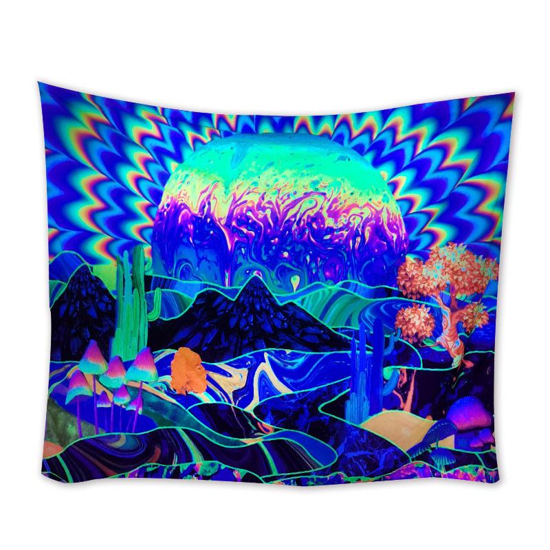 UV Fluorescent Tapestry Starry Sky Print Wall Hanging Art Home Decor