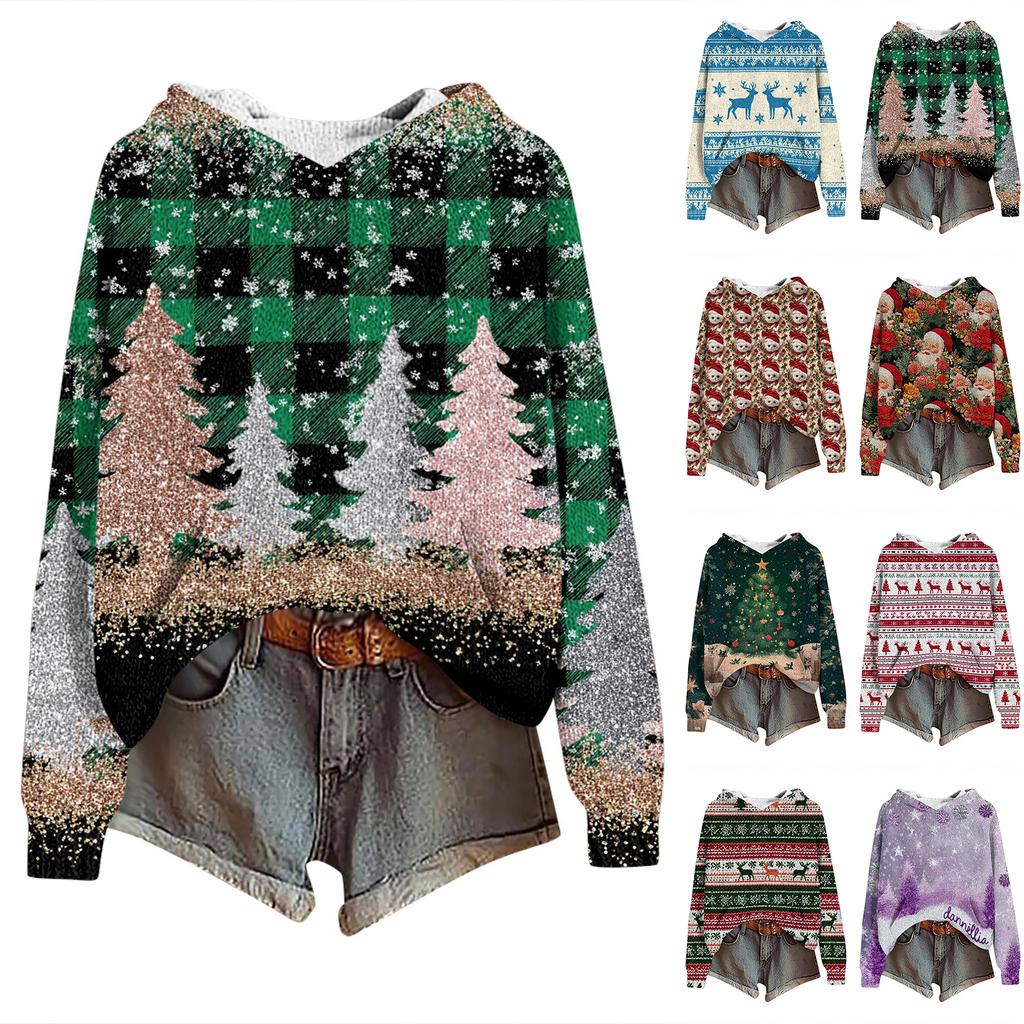 Sweatshirts For Women Knit Sweater Cute Shirt Fall Pullover Hooded Sweatshirt