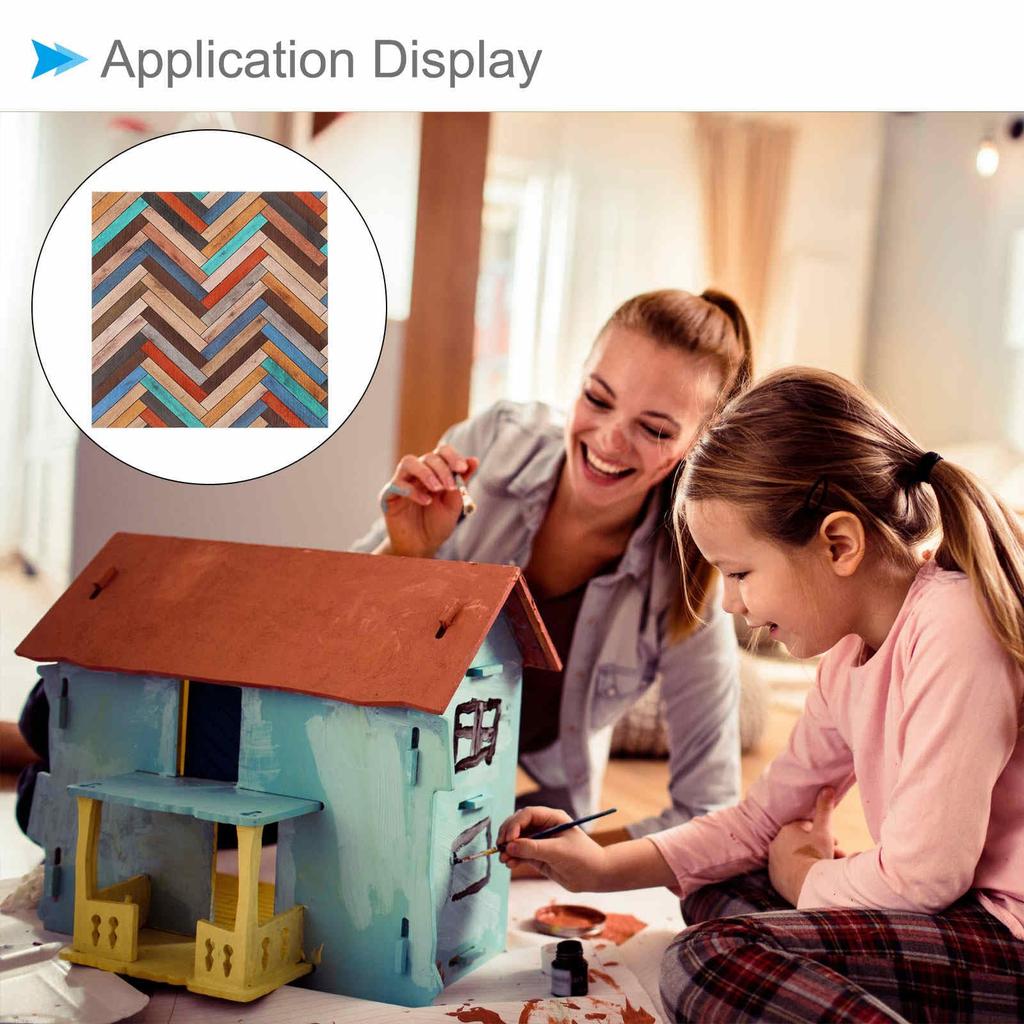 CoCud Dollhouse Flooring, 3.94" Square, PU Self-Adhesive Wood Grain Flooring for Miniature Dollhouses, Peel and Stick (Colorful) - (Use: Dollhouse