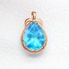 Exquisite Russian 585 Purple Gold Blue Stone Pendant, Light Luxury Fashion Rose Gold-Plated Blue Water Drop-Shaped Clavicle Chain
