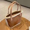 New Plush Faux Suede Sanded Handheld Tote Bucket Bag for Women Korean Fashion Casual Handbag Unique Design Female Shoulder Bag
