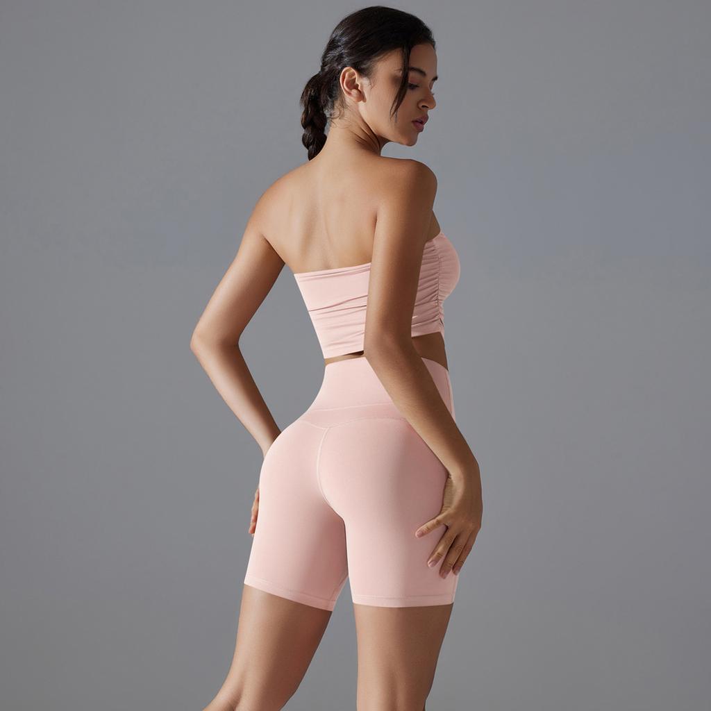 New One-piece Sports Bra With Anti Slip, Anti Glare, Strapless Yoga Suit Set, Base, Fitness Shorts Two-piece Set