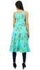 Bimba Women Print Cotton Dress Speghatti Strap Flaired Summer Beach Kurta Kurti Long Tunic Aqua