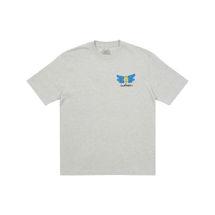PALACE x Slap Magazine Crossover Angel Cartoon Funny Pattern Printing Short Sleeve Unisex Gray P20TS252