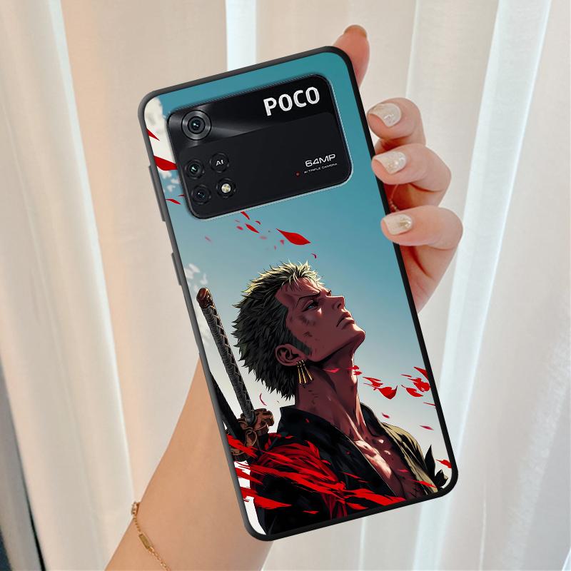 Black Soft Shell Case for Xiaomi Poco X4 Pro M5s M7 X3 NFC C40 C50 X5 C75 F3 F7 X7 C71 M3 M4 Pro C51 C61 One Piece Zoro Anime