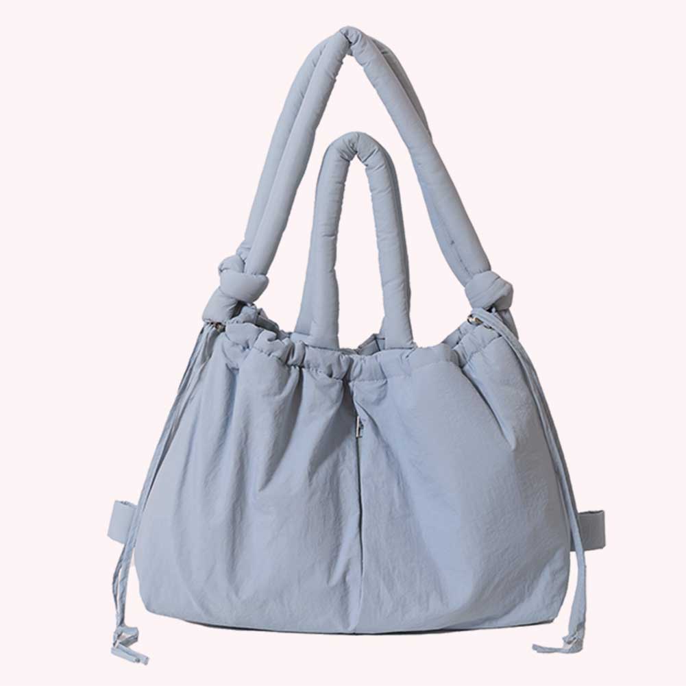Puffer Tote Bag for Women Adjustable Strap Shoulder Bag Nylon Solid Large Capacity Puffy Purse for Shopping Travel