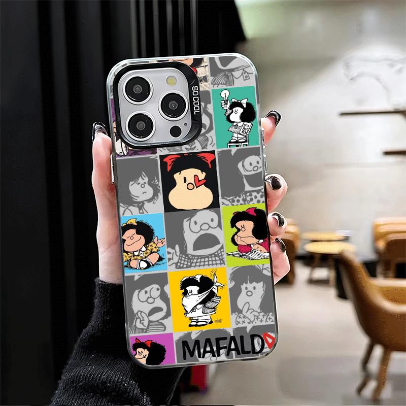 Mafalda Cartoon Cute Soft Phone Case for iPhone 15 16 17 Pro Max 17Air 16E 14 Plus 13 12 Mini Shockproof Cover Back Shell
