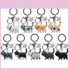 Cute Cartoon Orange Black Gray White Cat And Paw Pendant Keychain For Gift And Decoration