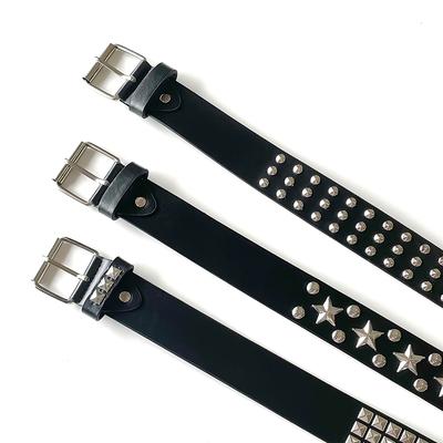 Rivet Hollow Bullet Decoration Belt  Leather Studded Goth Rock Wild Adjustable Women Punk Black Belt