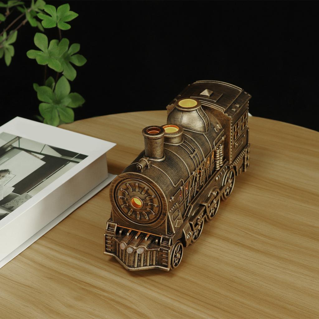 300ML Remote-Controlled Humidifier 2-Color LED 2 Mist Modes Auto Shut-Off Aromatherapy Vintage Train Aromatherapy Diffuser