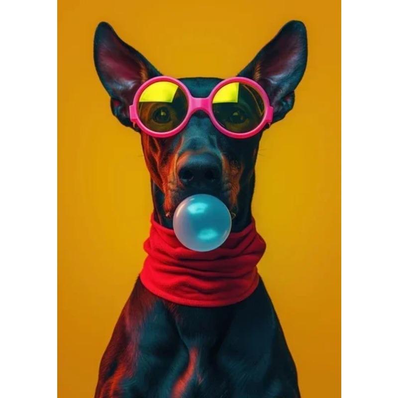 Zvířata Vtipné Tisky Pes Barevné Žvýkačkové Sluneční Brýle Plakát Samojed Francouzský Buldoček Malba na Plátno Nástěnné Umění Obrázek Domácí Dekorace