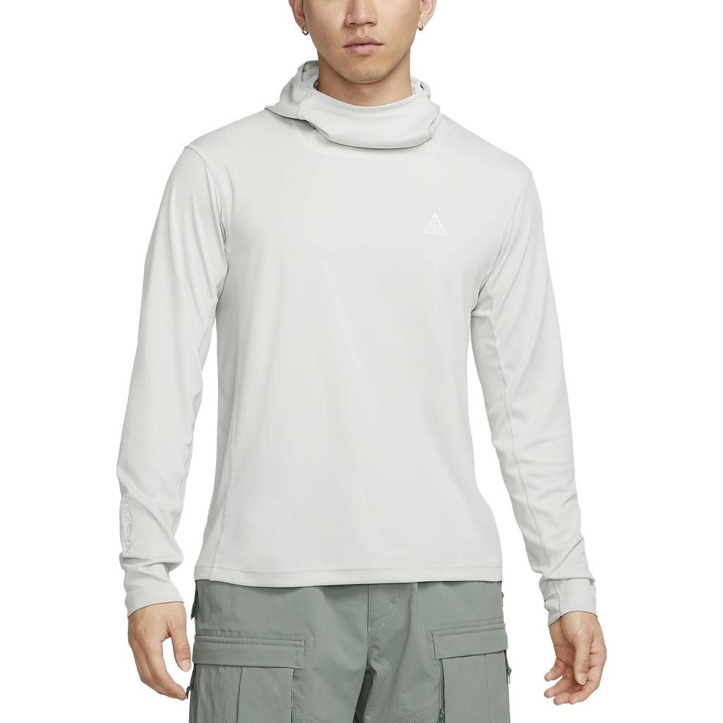 Nike Solid Color High Neck Hooded Long Sleeve T-Shirt Men Tops Gray DX6968-034