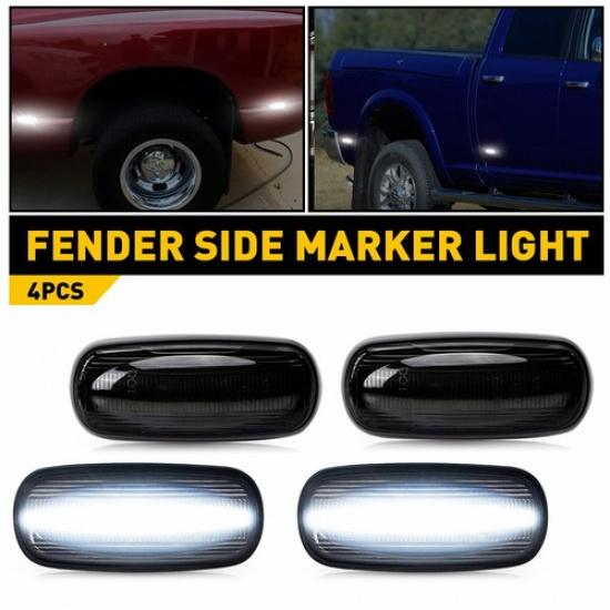 4Pcs White LED Side Marker Lights Fit Dodge RAM 2500HD 3500HD Double Wheel 03-09
