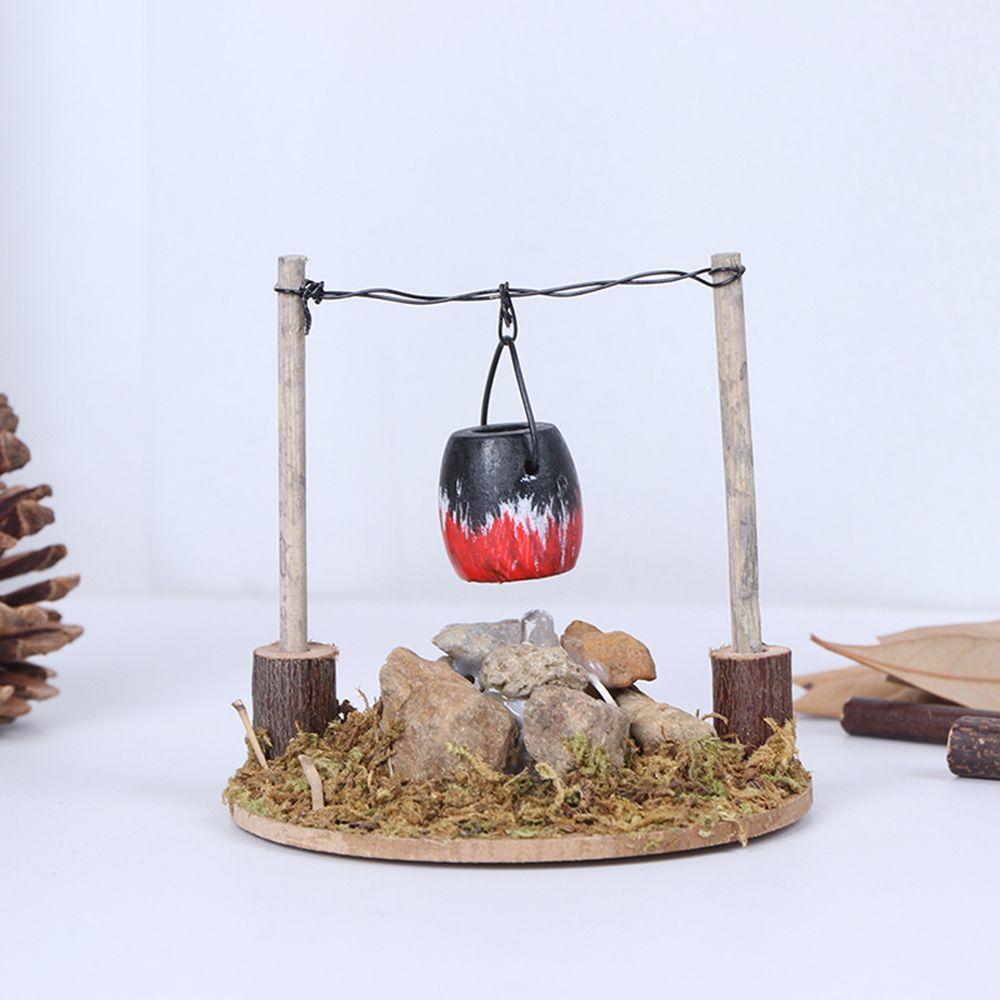 House Micro Landscape Dollhouse Bonfire Fairy Garden Decor Miniatures Campfire Villa Scene Model