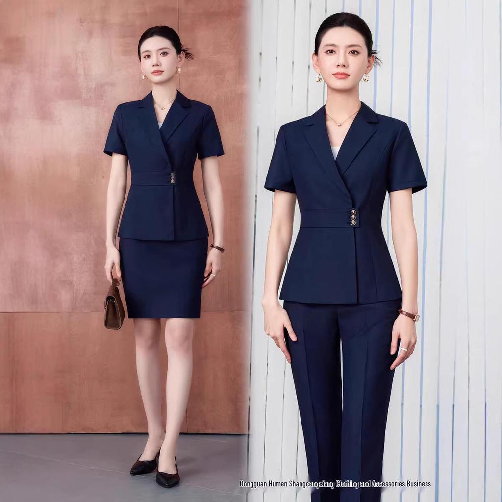 Women's Summer Short-Sleeved Professional Suit - High-End Formal Wear for Interviews and Commute