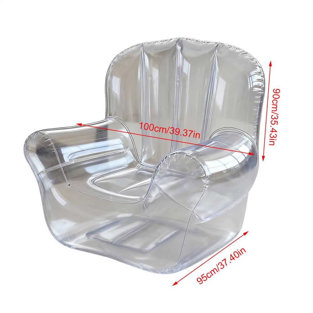 Thickened Transparent Sofa PVC Inflatable Sofa Camping Outdoor Inflatable Lazy Recliner Single Person Seat for Pool Side Bedroom