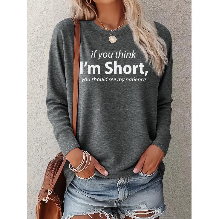 Women's Small Size Inspirational Letter Print Dress Casual Long Sleeve Elegant Summer Top Fashionable and cute T Vintage loose-fitting sportswear