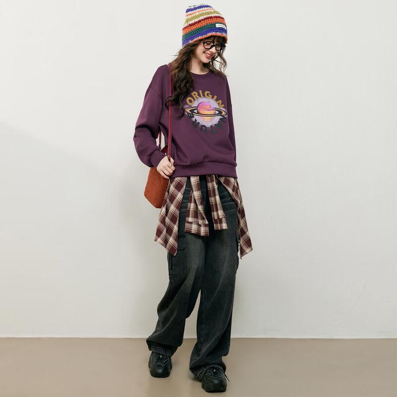 Bailuyu Women's Colorblock Print Loose Sweatshirt