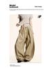 Yongfang Unisex Floor-Length Wide-Leg Pants with Drawstring and Pleated Waist